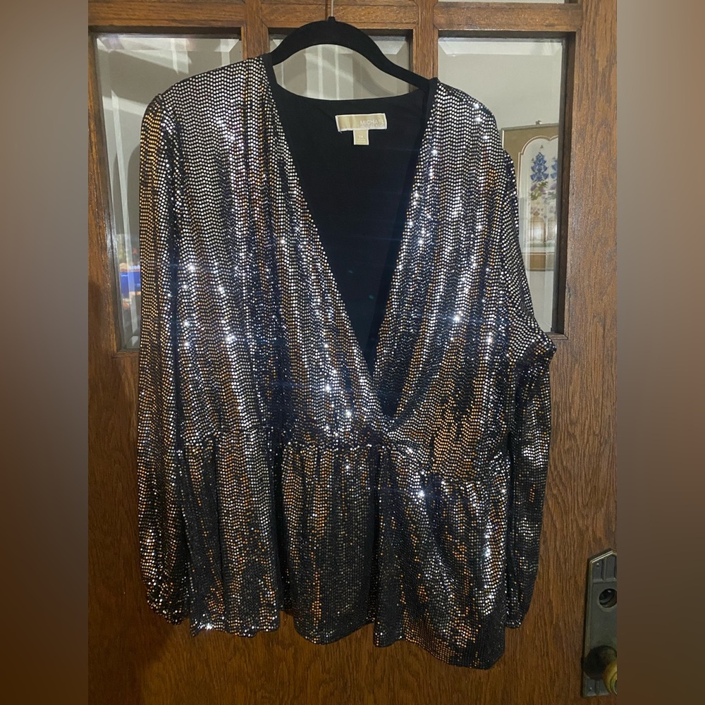 Michael Kors Silver Sequin Blouse